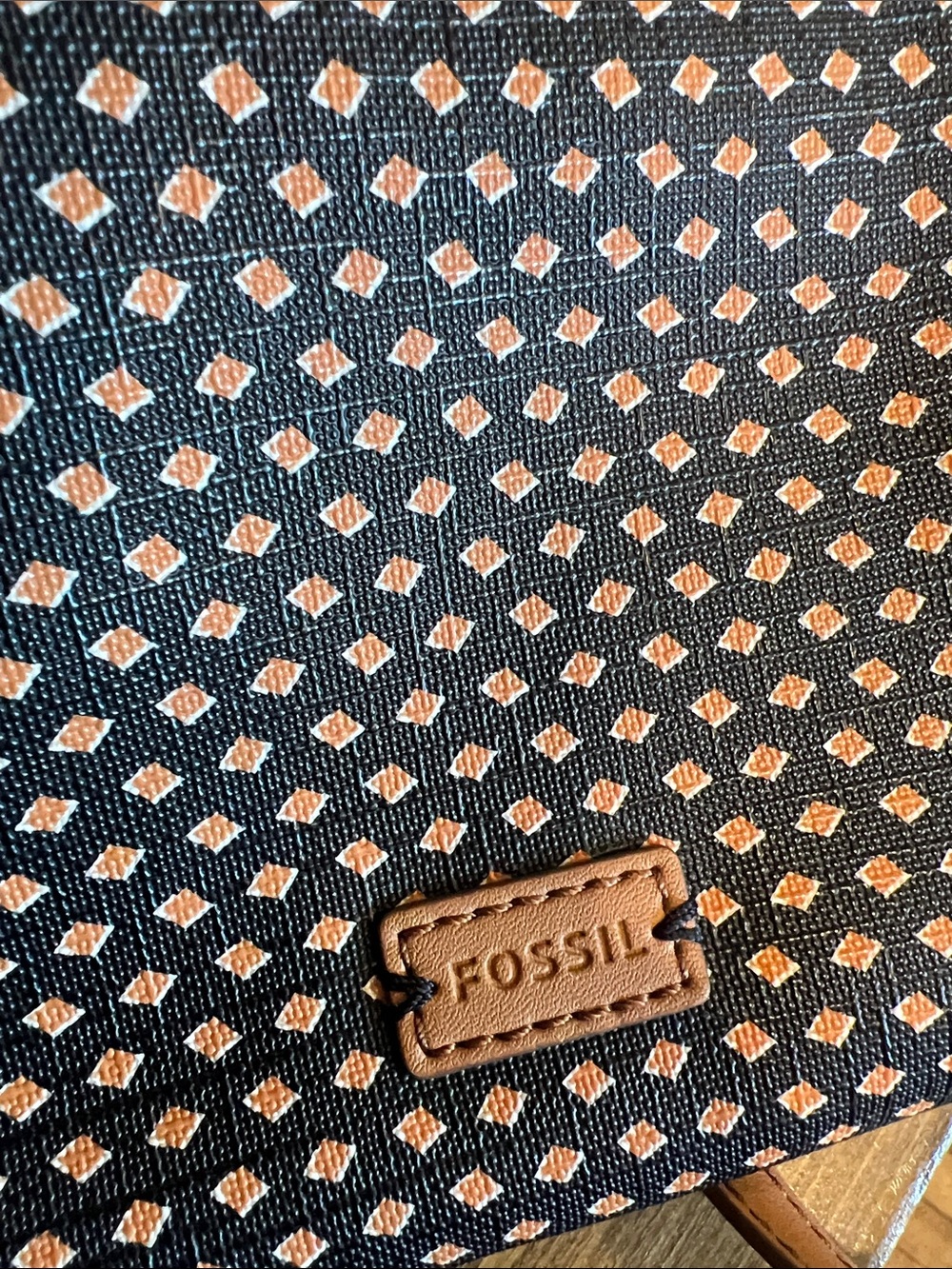 Fossil Black with Tan Accent Patterned Crossbody Bag - Picture 5 of 5